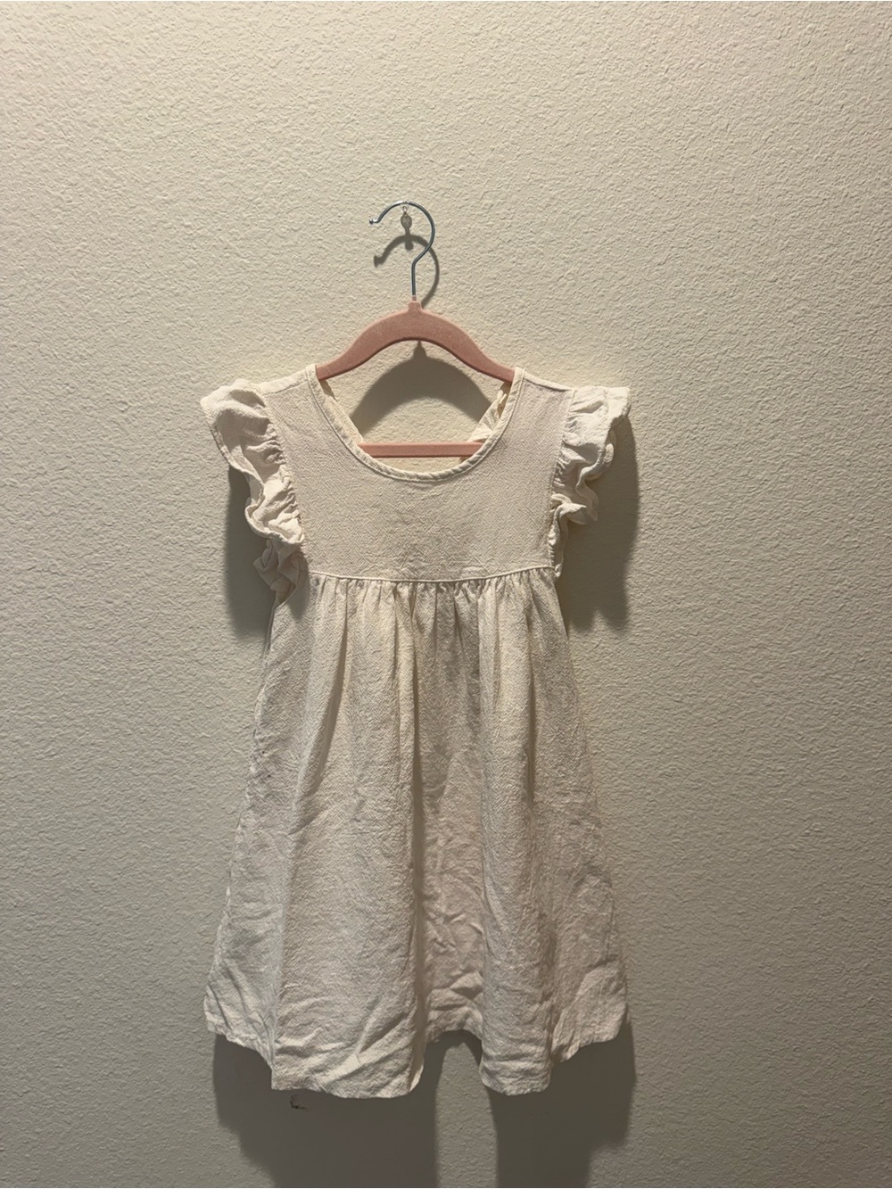 Girls' Cream Ruffle Sleeve Dress - Brand Unspecified